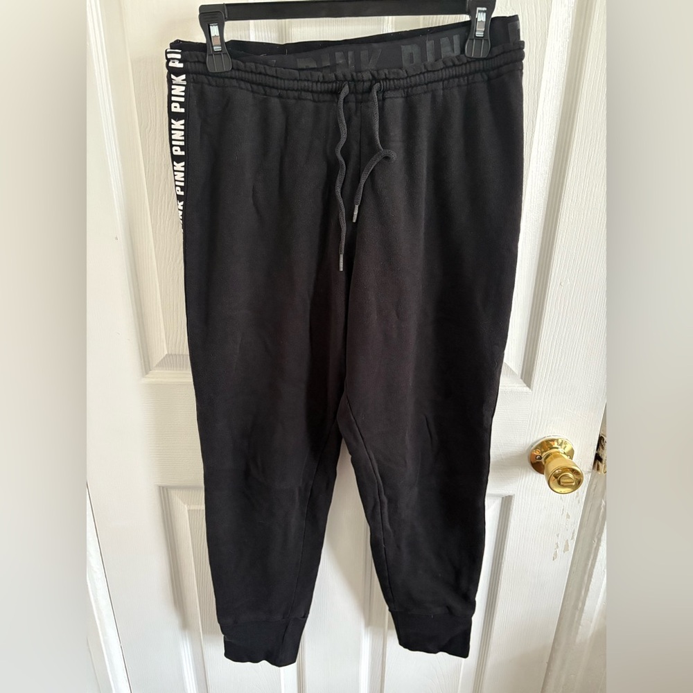 PINK Victoria's Secret Black Sweatpants with Tapered Legs